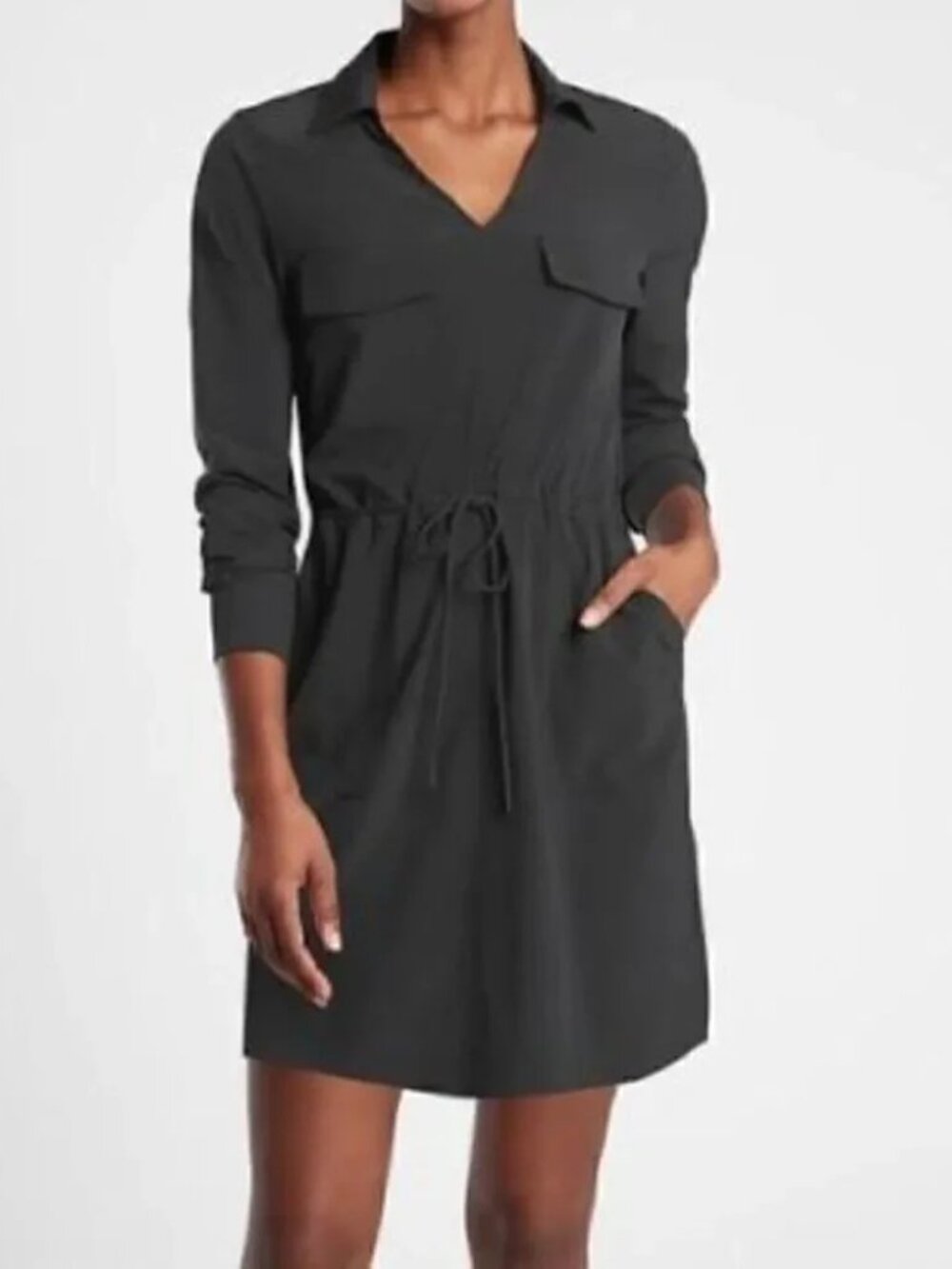 Athleta Black Long Sleeve Zuma Shirt Dress Size Small | Travel Performance
